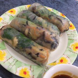 rice paper rolls at World Vegan in Cabramatta