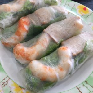 prawn rolls at World Vegan in Cabramatta