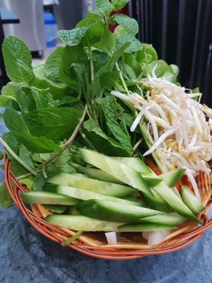 Herbs for Rice paper rolls at World Vegan in Cabramatta