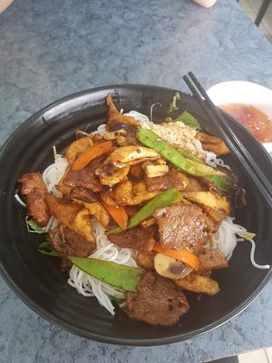 Satay beef vermicelli at World Vegan in Cabramatta