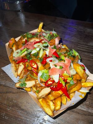 Katsu Curry Loaded Fries - what can i say but the sauce is my favourite part - and the pickled ginger is something i could eat in abbundance 10/10 at Happy Fish at The Dog House in Edinburgh