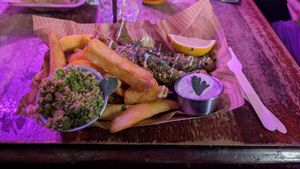 Smoked Funk fish supper at Happy Fish at The Dog House in Edinburgh