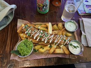 Lemon Fole with extra dip  at Happy Fish at The Dog House in Edinburgh