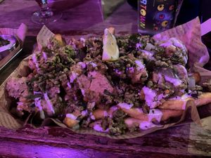 Happy Fish Loaded Fries  at Happy Fish at The Dog House in Edinburgh