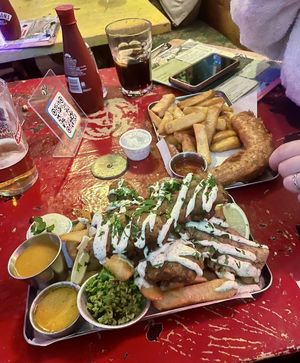Smoked Faddock & Battered Sausage   at Happy Fish at The Dog House in Edinburgh