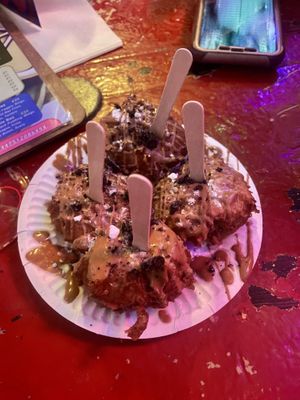 4 free deep fried Oreo’s with biscoff spread   at Happy Fish at The Dog House in Edinburgh