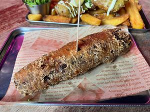 Buttered vegan haggis at Happy Fish at The Dog House in Edinburgh