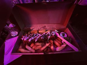 The lighting presents a bit of a photographic challenge!  at Happy Fish at The Dog House in Edinburgh