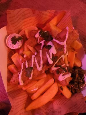 Battered funk fish at Happy Fish at The Dog House in Edinburgh