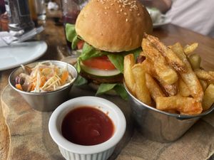 Jackfruit burger  at Cafe Campestre in Ometepe