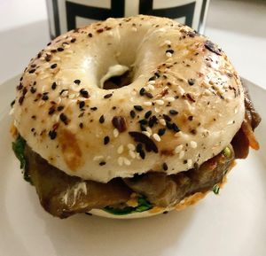 Eggplantarian bagel at Wandr in Dubai