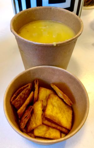 Lentil soup at Fork & Spoon in Dubai