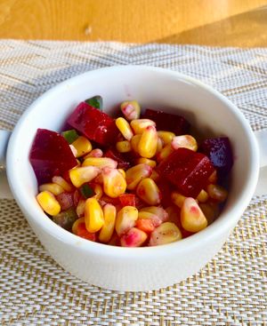 Corn and beet salad  at Wagah Border Restaurant in Dubai