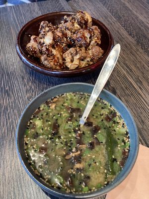 Cauliflower and misosoup for starters.   at Sushi Studio in Aarhus