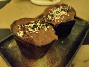 A thin layer of very salty miso on eggplant. Not good. at Sesamo in Barcelona