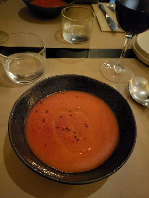 Strawberry gazpacho at Sesamo in Barcelona