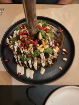 Cauliflower steak - strange sauce taste. at Sesamo in Barcelona