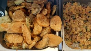 Food at the opening event at Loving Hut in Zuunmod