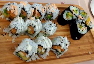 Food at the opening event at Loving Hut in Zuunmod