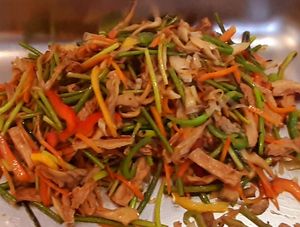 Food at the opening event at Loving Hut in Zuunmod