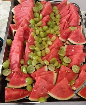 Food at the opening event at Loving Hut in Zuunmod