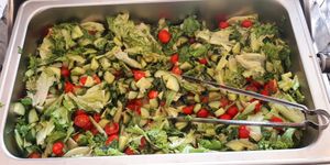 Food at the opening event at Loving Hut in Zuunmod