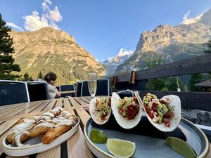 Vegan tacos and tempura  at BaseCamp in Grindelwald