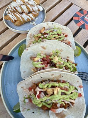 Vegan tacos and tempura   at BaseCamp in Grindelwald