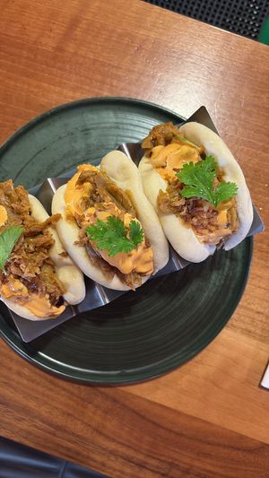Two very good vegan options for main course, bao buns are very well approved .  at BaseCamp in Grindelwald