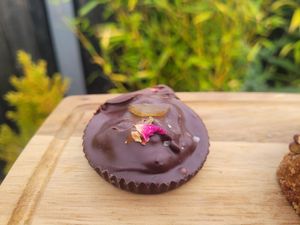 Vegan Peanut Butter + Stem Ginger Cups, Vegan Banana, Pecan + Cinnamon Cake and Vegan Sausage Roll at Becws Melyn in Llanberis