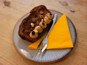 Vegan Banana, Espresso & Hazelnut Cake. at Becws Melyn in Llanberis