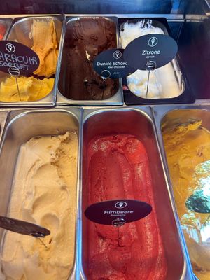 some vegan options (more available) at Giuseppe's Eiswerkstatt Café in Dusseldorf