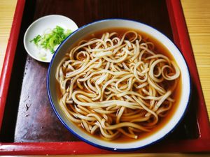Soba with warm soup at Azumaya station store - 東家駅前店 in Hokkaido