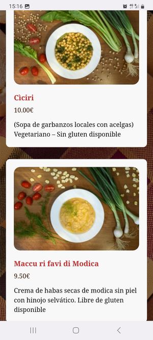 Menú at Osteria dei Sapori Perduti in Modica