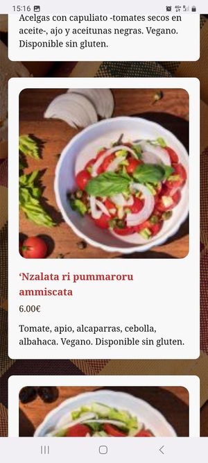 Menú m at Osteria dei Sapori Perduti in Modica