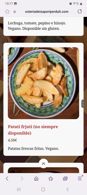 Menú at Osteria dei Sapori Perduti in Modica