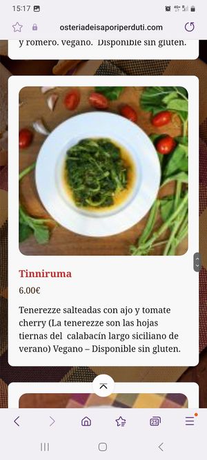 Menú at Osteria dei Sapori Perduti in Modica