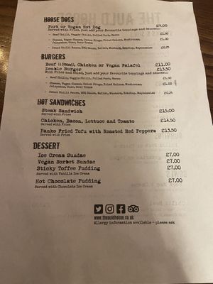 Menu (dec ‘24)  at The Auld Hoose in Edinburgh