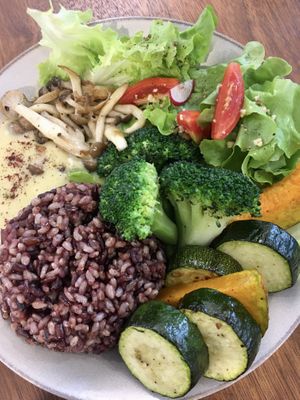 Mixed grain rice with fennel cream, mushrooms and roasted vegetables  at Dream Eater Snoreatery - 食夢 Snoreatery in Taipei