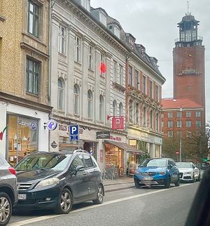 To the left in the photo - near to Frederiksberg Townhall. at Oakberry in Frederiksberg