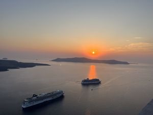 Views from the cafe   at Volkan on the Rocks in Santorini