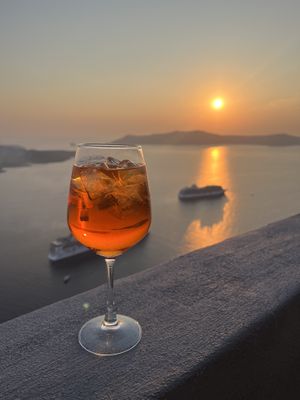 Aperol and a view!   at Volkan on the Rocks in Santorini
