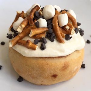 Vanilla Frosting, Salty Pretzels, Marshmallows, and Chocolate Chips! at Cinnaholic in Fort Wayne