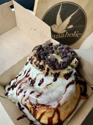 Cookie Monster roll  at Cinnaholic in Fort Wayne