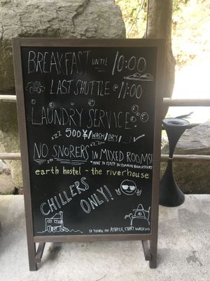 Message board for the guests😜 at Earth Hostel - Nikko Riverhouse in Nikko