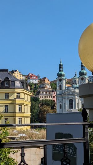 outstanding view on the city from the terasse!! at Café Pohovka in Karlovy Vary