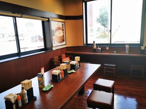 Tables at Marugame Seimen in Hokkaido