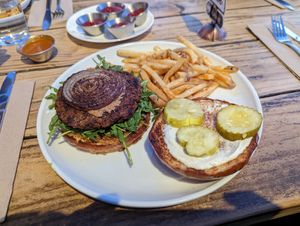 Burger and fries at Seabirds Kitchen - The LAB in Costa Mesa