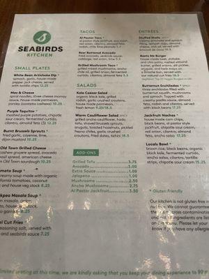 Menu   at Seabirds Kitchen - The LAB in Costa Mesa