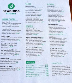 menu July 2022 at Seabirds Kitchen - The LAB in Costa Mesa